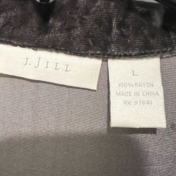 Vintage J. Jill Women's Crushed Velvet Button Up Blouse 3/4 Sleeves Brown L (14) - Picture 9 of 12